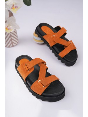 Sy Leather Nell Model Hakiki Deri Içi Fuspetli Kaymaz Taban Halka Aksesuarlı Kadın Terlik
