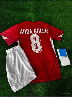 Portego Türkiye Milli Takım Arda Güler Kırmızı Futbol Çocuk Forması 3'lü Set