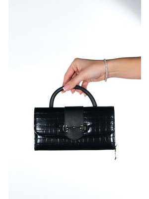 Luvi B35113 Siyah Kadın Kartlıklı Kol Çantası