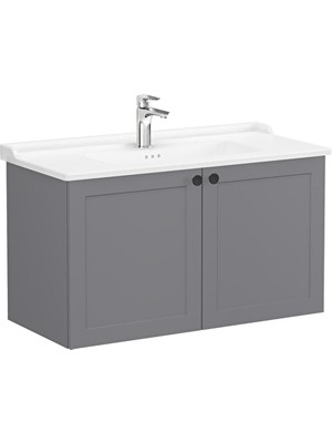 Vitra Root Classic Kapaklı Lavabo Dolabı, 100 Cm, Mat Gri (Klasik Lavabo Dahil) 68745