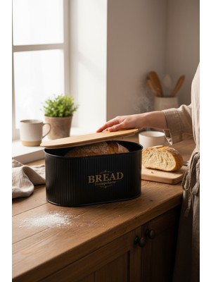Feyza Design Doğal Bambu Kapaklı Ekmek Saklama Kutusu, Şık ve Pratik Tasarım