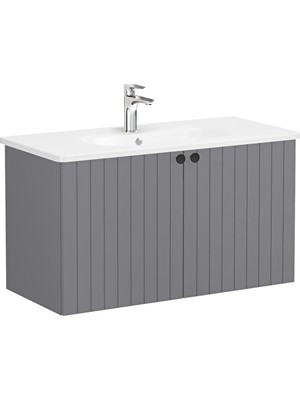 Vitra Root Groove Kapaklı Lavabo Dolabı, 100 Cm, Mat Gri (Yuvarlak Lavabo Dahil) 69312