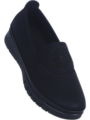 Alens A8 Nubuk Siyah Kadın Günlük Babet Ayakkabı