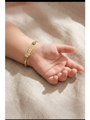 Parmas Design Bebek Künyesi Maşallah Yazılı 925 Ayar Gümüş Nazar Beyaz Taşlı Ayak Izi
