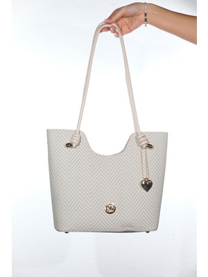 Luvi Lantaro Beyaz Desenli Kadın Kol Çantası