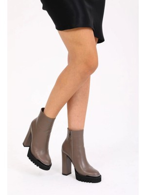 Follini Kadın Hakiki Deri Platformlu Bot Vizon