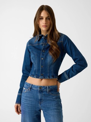 Guess Gj Uzun Kollu Dar Kesim Kısa Ceket Gömlek Kadın Lacivert Ceket W6RN84D7251-GTDW