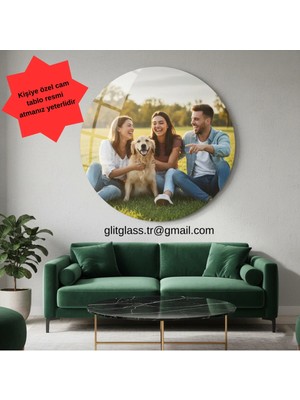 Glitglass Kişiye Özel Fotoğraf Baskılı Yuvarlak Cam Tablo - Istediğiniz Resim Basılır - Modern Duvar Dekoru