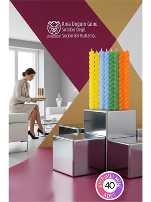 Aesco Lüks Burgu Mum Seti: 40’lı Renkli Butik Doğum Günü Kına ve Özel Gün Mumları 8 cm