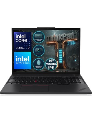 Lenovo Thinkpad T16 Gen 4 Ultra 7 255U 32GB 1TB SSD 16"W11P Wuxga Dizüstü Bilgisayar 21QFS2PD00