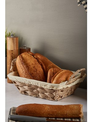 Feyza Design Ahşap Hasır Ekmek Sepeti, Pratik ve Şık Mutfak Aksesuarı