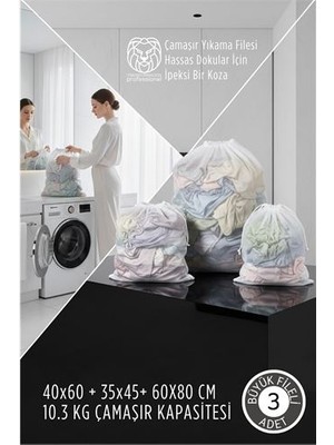 Aesco 3 Boy Lüks Çamaşır Yıkama Filesi Seti - Giysi Koruma Sanatı  10.3 kg Kapasite