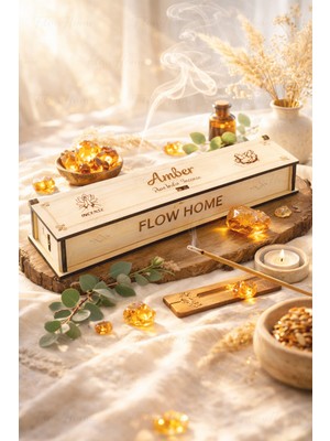 Doğal Amber Tütsü ,40 Adet Ahşap Kutulu Çubuk Tütsü, 60 Dakika Uzun Yanma, Yoga ,aromaterapi
