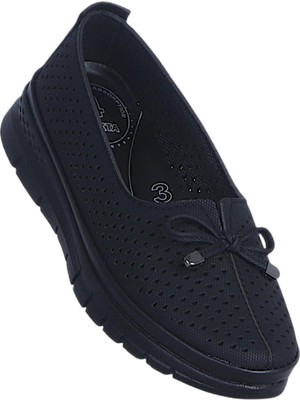 Wanetti 113 Atom Siyah Kadın Günlük Babet Ayakkabı