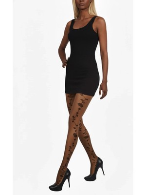 Liyuza Daymod Kadın Margarita Desenli Ince Külotlu Çorap