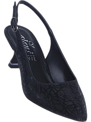 Alens C9 Simli Siyah Kadın 5cm Topuklu Ayakkabı