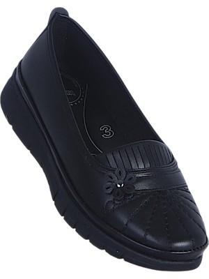 Wanetti 2025 Siyah Kadın Günlük Babet Ayakkabı