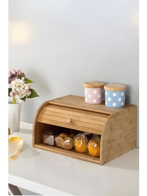 Feyza Design Bambu Açılır Kapanır Kapaklı Ekmek Saklama Kutusu 38X16,5CM