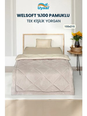 Uysal Yorgan Welsoft %100 Pamuklu Tek Kişilik Yorgan BEJ