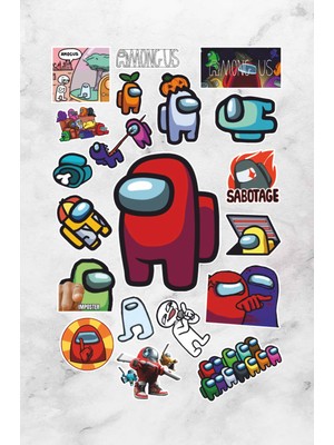 Hediyene Bak Among Us Seri 3 Sticker Seti | Laptop Ajanda Notebook Tablet Telefon Defter Etiket Bullet