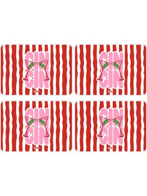 The Grade Amerikan Servis 4'lü Damalı Tabak Altlığı Leke Tutmaz Amerikan Servis Modern Amerikan Servis