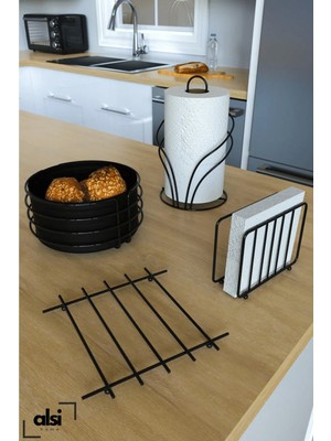 Feyza Design Paslanmaz Ekmek Sepeti ve Sunum Seti, 4'lü, Şık ve Kullanışlı Tasarım