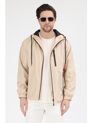 Tonny Black Erkek Bej 3 Cepli Rüzgar ve Yağmura Dayanıklı Normal Kalıp Yağmurluk