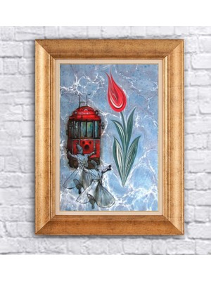 Giyense Altın Varaklı Çerçeveli Paspartulu Tablo BG776