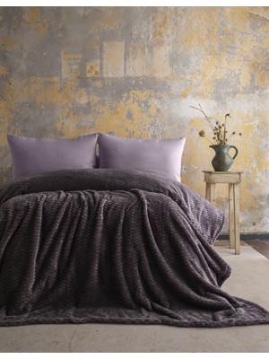 Çift Kişilik Trusty Antrasit Jakar Desen Battaniye 200X220 cm