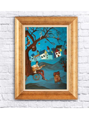 Giyense Altın Varaklı Çerçeveli Paspartulu Tablo BG1213