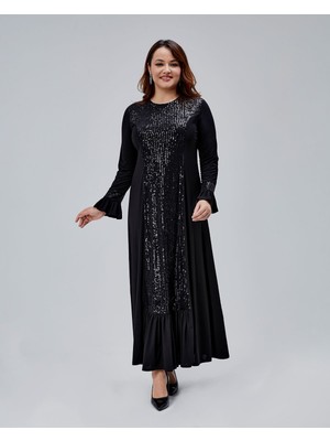 Asees Orta Beden Payet Detaylı Sandy Abiye Elbise