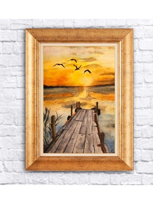 Giyense Altın Varaklı Çerçeveli Paspartulu Tablo BG1400