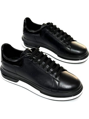 Bulutmod BA04601 Siyah S Erkek Hakiki Deri Alx Günlük Yüksek Taban Sneaker Ayakkabı - 44