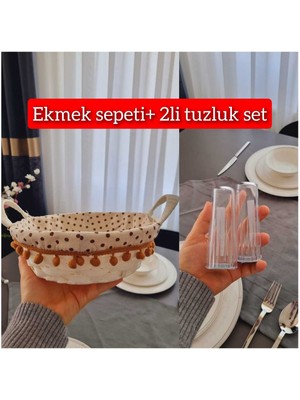 Feyza Design Pratik Ekmek Sepeti ve Tuzluk Seti, Şık ve Kullanışlı Tasarım