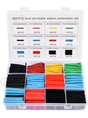 Aesco 560 Parça Set Isıyla Daralan Makaron Kablo Koruyucu Kılıf