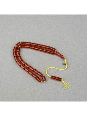 Lapisdo Omari Ateş Kehribar Yumuşak Kesme Kesim Oturtma Imameli Sistemli 7.5X11MM Tesbih