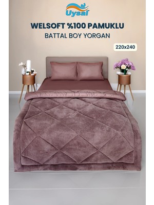 Uysal Yorgan Welsoft %100 Pamuklu Battal Boy Yorgan GÜL KURUSU