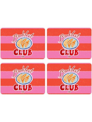 The Grade Amerikan Servis 4'lü Damalı Tabak Altlığı Leke Tutmaz Amerikan Servis Modern Amerikan Servis