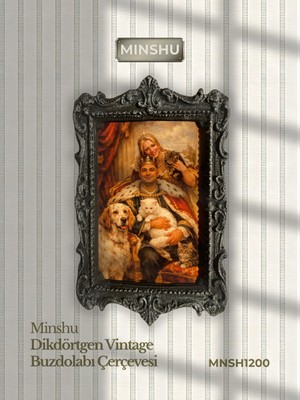 Minshu Dikdörtgen Vintage Buzdolabı Çerçevesi, Fotoğrafı Değiştirilebilir Mıknatıslı Buzdolabı/ev Dekoru