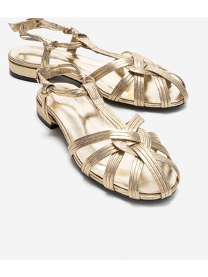 Luvi Rosse Altın Simli Kadın Sandalet