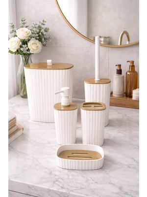 Okyanus Home Yapışkanlı Due Safir Beyaz 5'li Banyo Seti