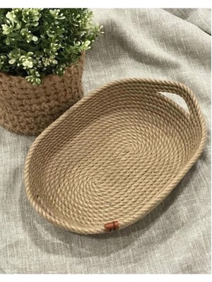 Feyza Design Büyük Boy Hasır Ekmek Sepeti, Kulplu, Dekoratif, 30CM, Şık Tasarım