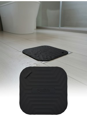 Omilife Siyah Kare Silikon Gider Kapağı Koku Önleyici Lavabo Banyo Mutfak Gider Tıkacı 14.5 cm