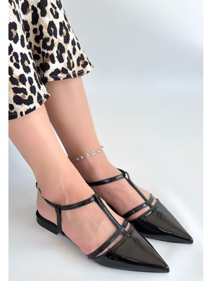 Aesco Canca Siyah Rugan Babet Ayakkabı