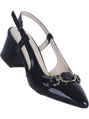 Ayakcenter Byn Ayışığı BY26 Siyah Rugan Kadın 6cm Topuklu Ayakkabı