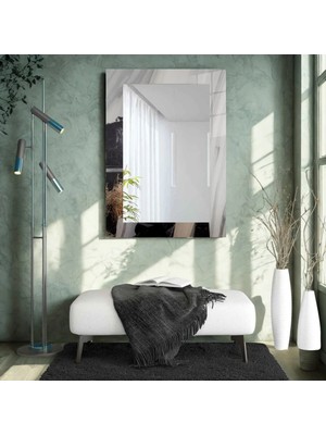 Glitglass Premium Seri Antrasit Mermer Geçişli Dekoratif Duvar Aynası - Modern Salon Antre Aynası