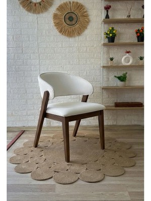 Silla Concept Ay Sandalye Teddy Krem Kumaş Ceviz Ahşap Sandalye
