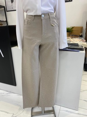 La Carte Jeans Üzeri Taşlı Pantalon