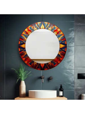 Glitglass Baskılı Cam Tablo Üzeri Aynalı Dekoratif Duvar Sanatı - Tek Parça Modern Cam Ayna