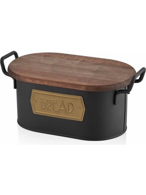 Feyza Design Şık Siyah Gold Ekmek Saklama Kabı, Modern ve Dayanıklı Tasarım